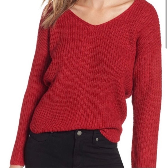 ASTR red knot back knit sweater - Picture 2 of 5